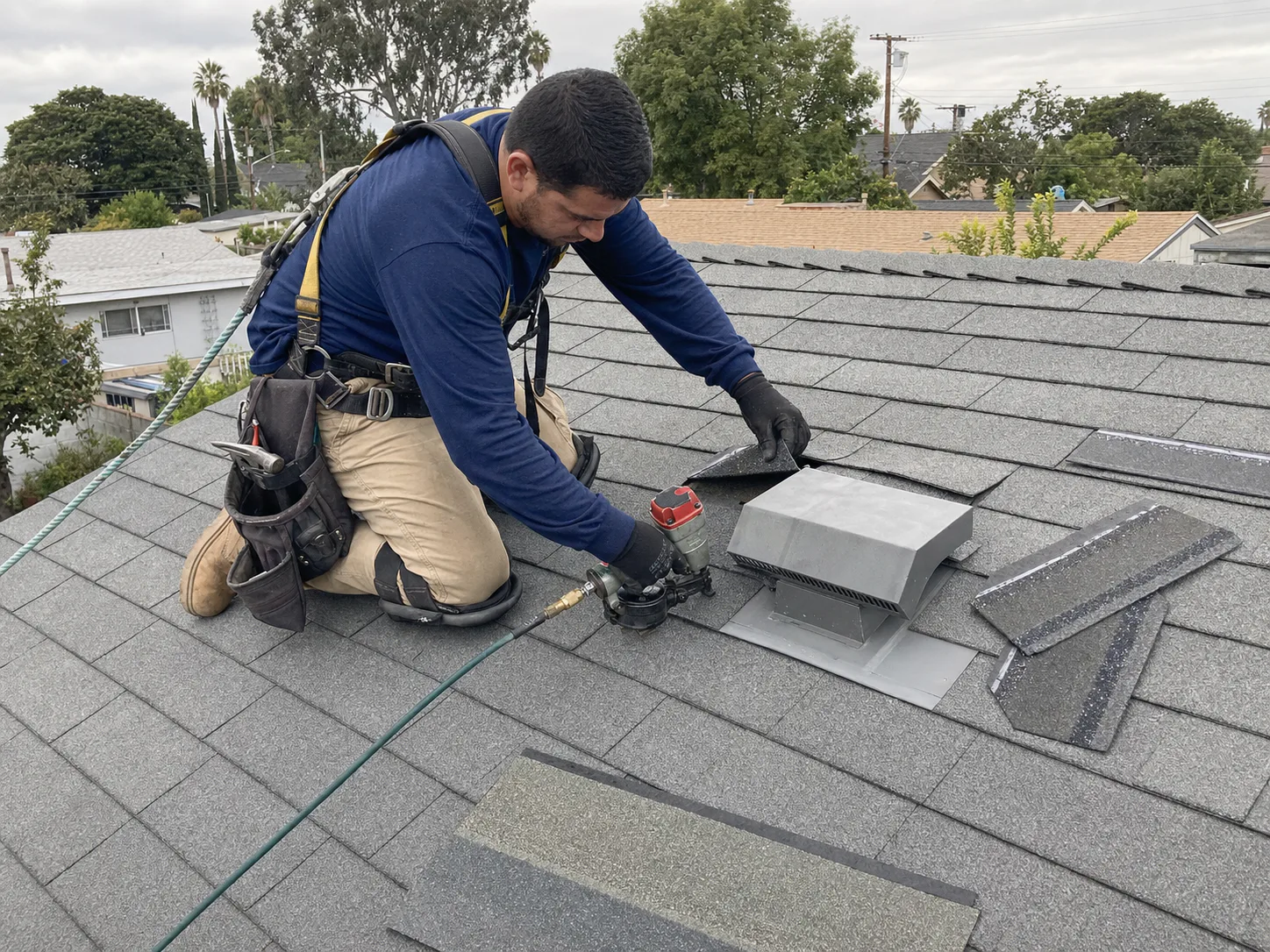 Completed residential roof leak repair